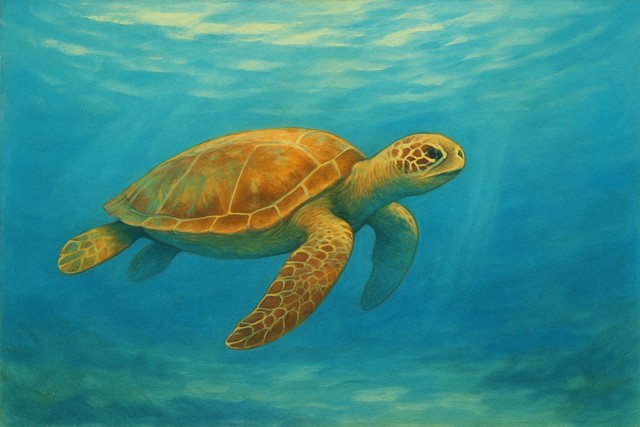 underwater-sea-turtle-swimming-over-coral-reef-clear-blue-ocean